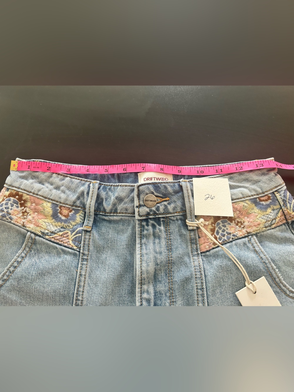 Driftwood Phoebe Romantic Rhapsody Embroidered Denim Shorts NWT festival - Picture 10 of 16